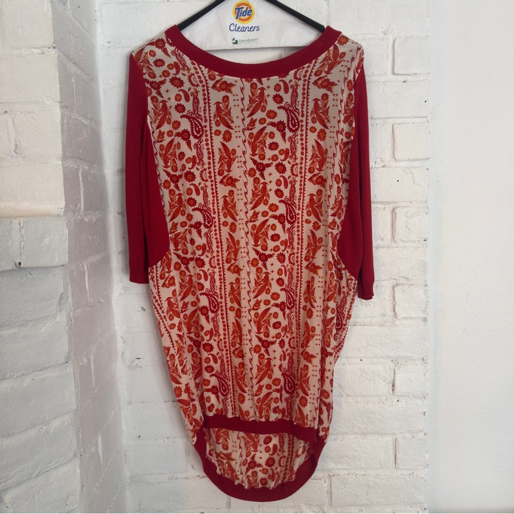 Rebecca Minkoff Boho Bird Print Tunic Dress – Red & Cream – Size S